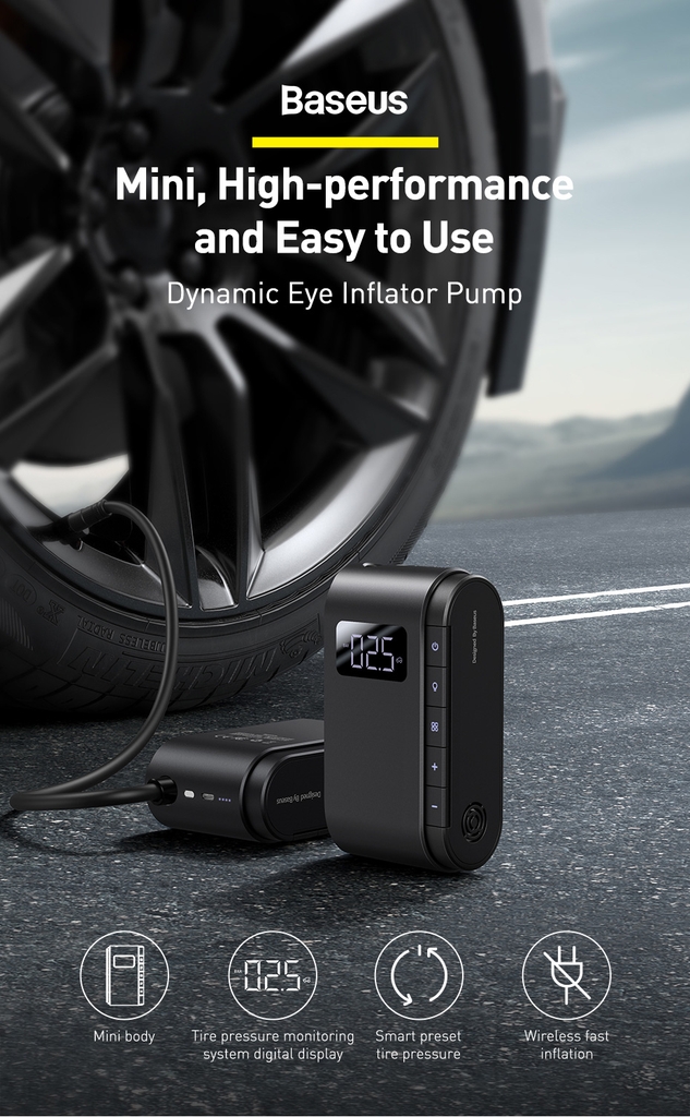 Máy bơm lốp ô tô Baseus Dynamic Eye INFLATOR PUMP