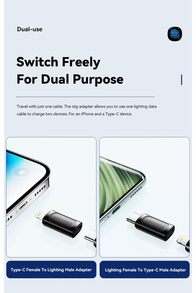 Bộ chuyển đổi Essager OTG lightning to usb c & type c to lightning