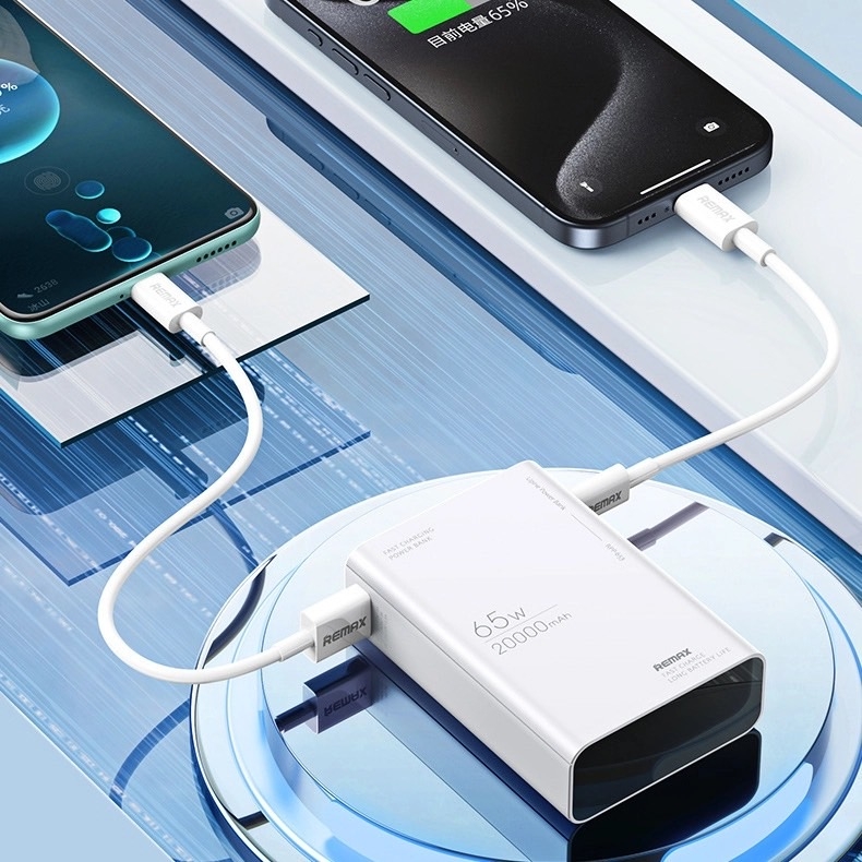 Pin dự phòng 20000mAh Remax RPP-653 sạc được laptop, hỗ trợ PD 65W và QC 22.5W