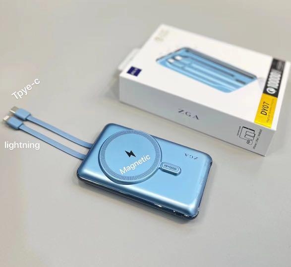 Pin dự phòng không dây magsafe ZGA DY07 kèm dây lightning, type c