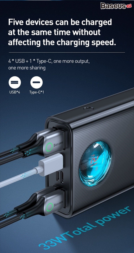 Pin dự phòng 30.000 mah Amblight Baseus 33W