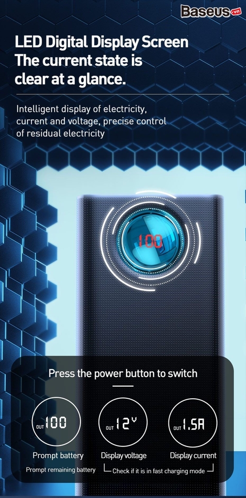 Pin dự phòng 30.000 mah Amblight Baseus 33W