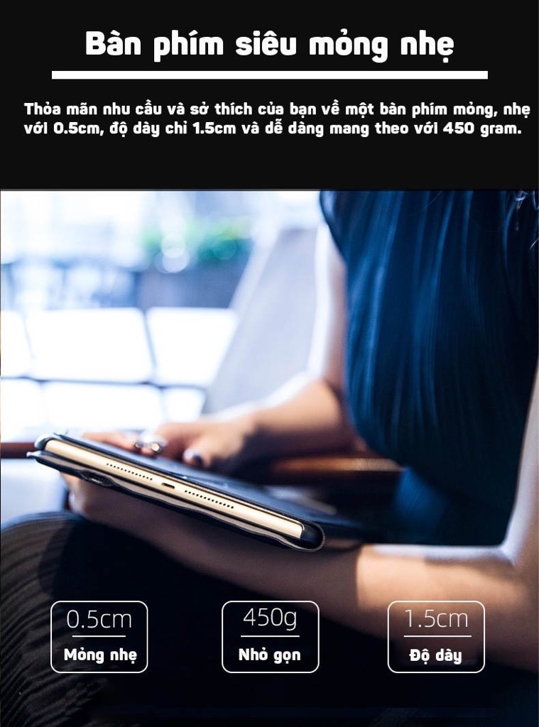 Bàn phím Bluetooth cho iPad 10.2 inches có touchpad kèm bao da T1096 cho iPad gen 7 2019