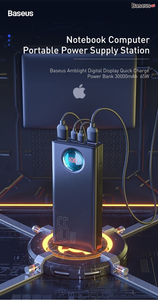 Pin sạc dự phòng công suất cao Baseus Amblight Digital Display Quick Charge Power Bank 65W, 30000 mAh
