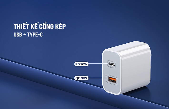 Củ sạc nhanh 2 cổng 20W Remax RP-U68