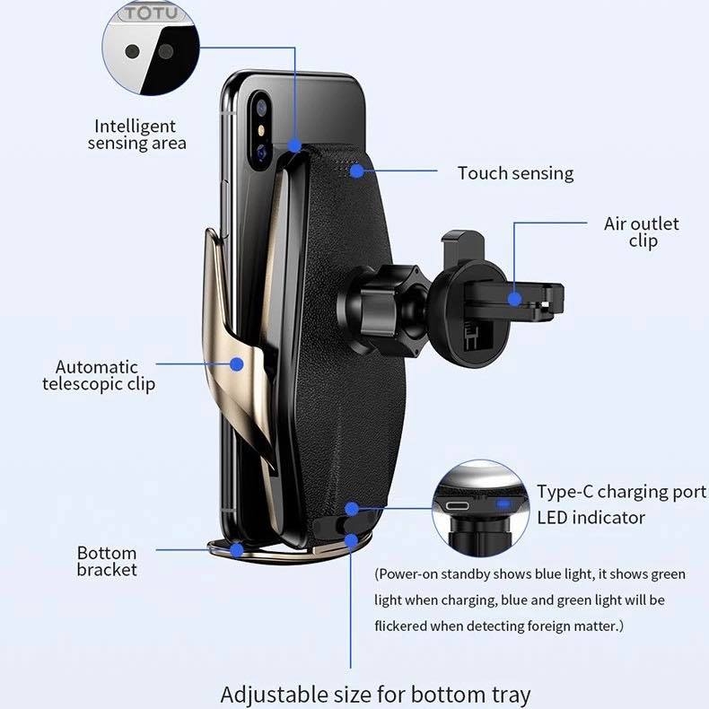 DOCK SẠC KHÔNG DÂY kiêm KẸP GIỮ SmartPhone KING Series II chính hãng TOTU