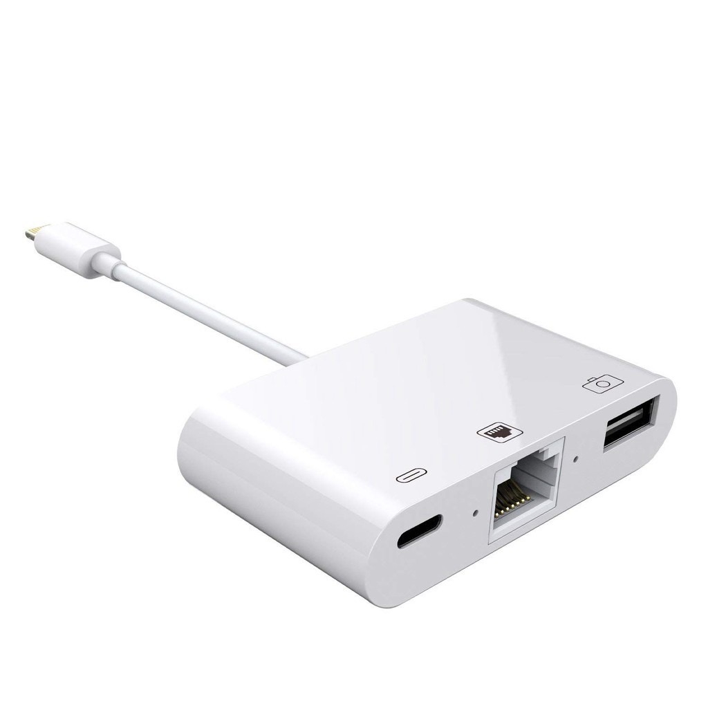 Hub OTG 3 trong 1 cổng Lightning + USB A + RJ45 Ethernet LAN dành cho  iPhone iPad Nam Phụ Kiện