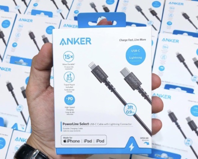 Cáp Anker Powerline select USB-C to Lightning A8612