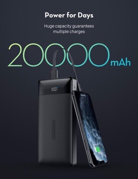 Pin dự phòng RAVPower PD Pioneer 20000mAh 18W Portable Charger 3-Port hàng chính hãng USA