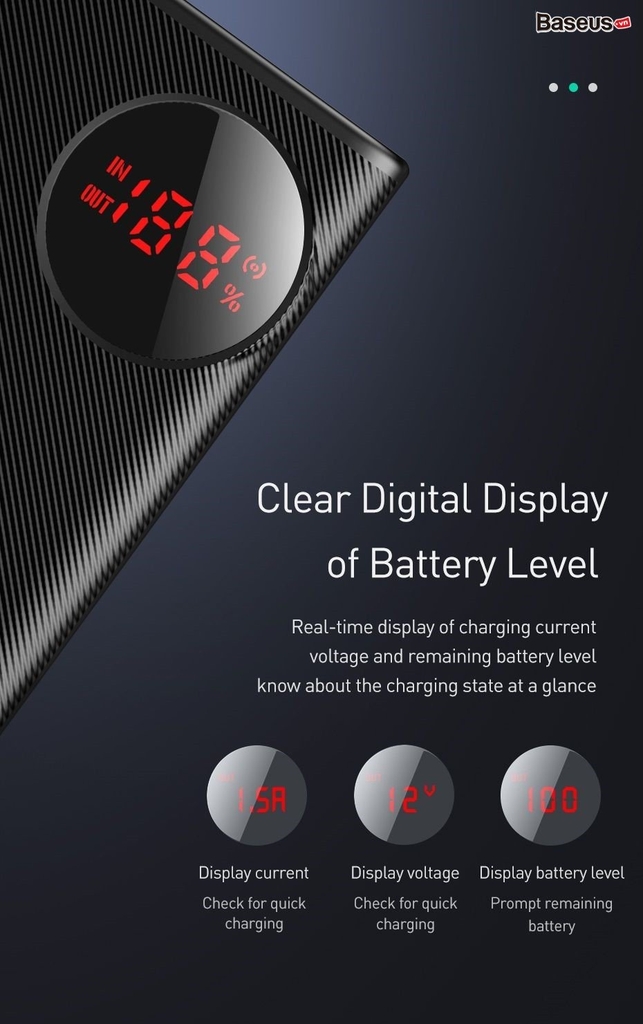Pin dự phòng sạc nhanh 20.000MAh Baseus Mulight Digital Display 45W PD