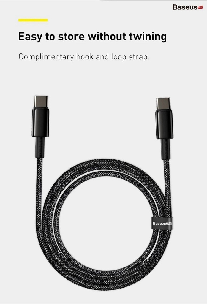 Cáp sạc nhanh C to C 100W Baseus Tungsten Gold Fast Charging Data Cable