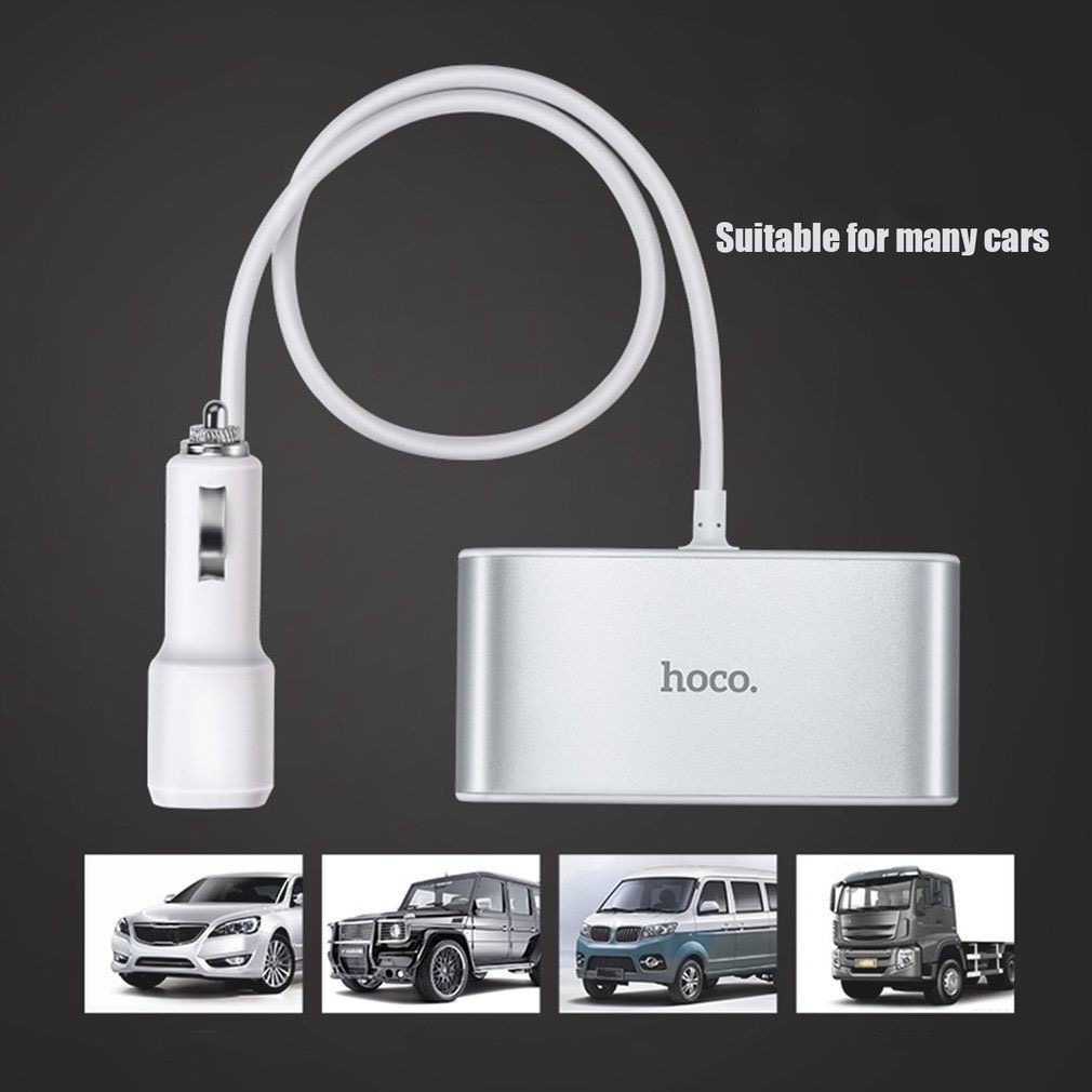 Tẩu sạc xe hơi mở rộng 1 chia 3 Hoco Z13