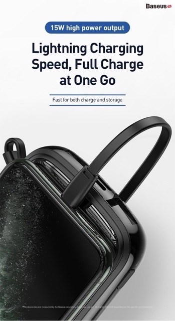 Pin dự phòng tích hợp cáp sạc Baseus Q Pow Digital Display 10,000mAh (3A/ 15W, Fast Charge Power Bank With Cable )