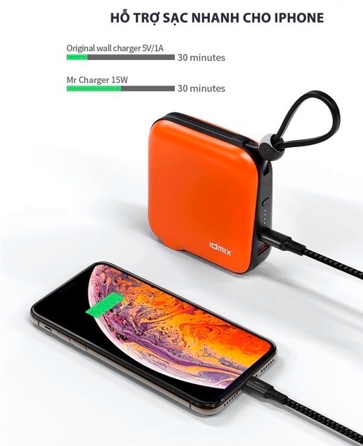 Pin dự phòng IDMIX Mr Charger Lightning 10000 mAh Nam Phụ Kiện