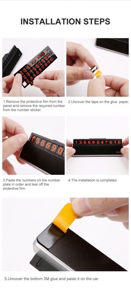 Bảng số điện thoại xe hơi Baseus Hermit