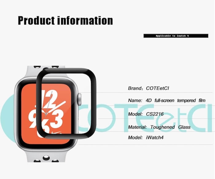 Miếng dán cường lực Coteetci 4D dành cho Apple Watch