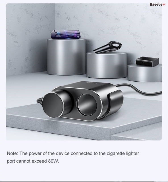 Tẩu sạc đa năng 1 chia 2 tẩu sạc 3.1A chính hãng Baseus