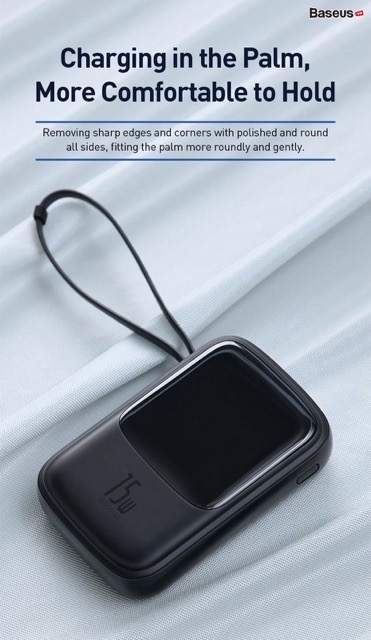 Pin dự phòng tích hợp cáp sạc Baseus Q Pow Digital Display 10,000mAh (3A/ 15W, Fast Charge Power Bank With Cable )