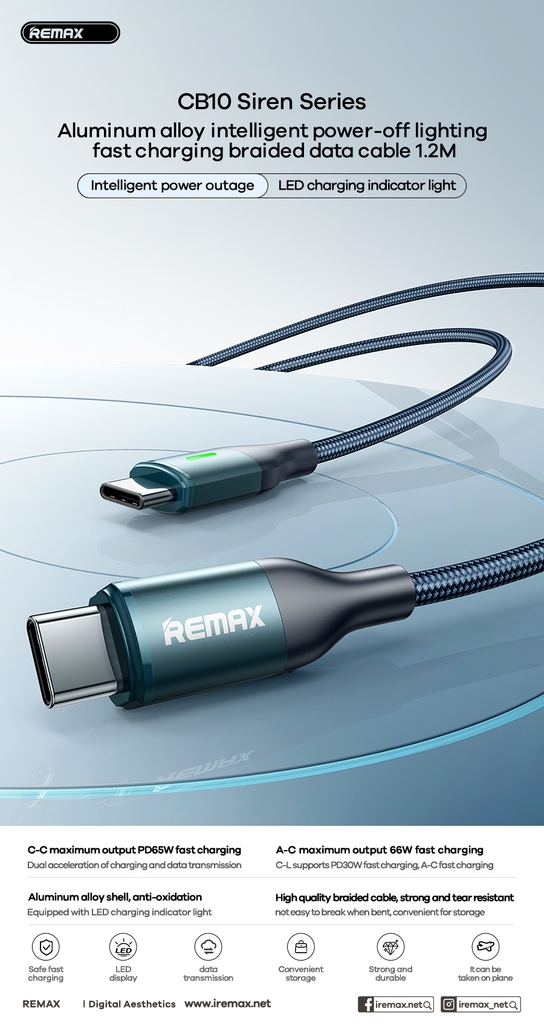 Cáp sạc nhanh 66W Remax CB10 USB Ra Type-c