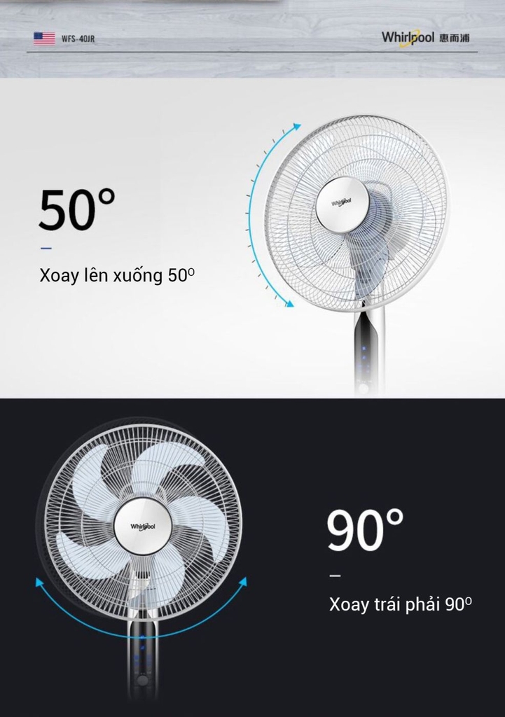 Quạt cây 5 cánh Whirlpool ( Mỹ), có remote