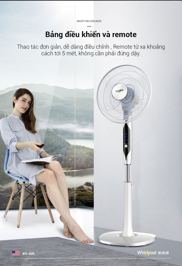Quạt cây 5 cánh Whirlpool ( Mỹ), có remote