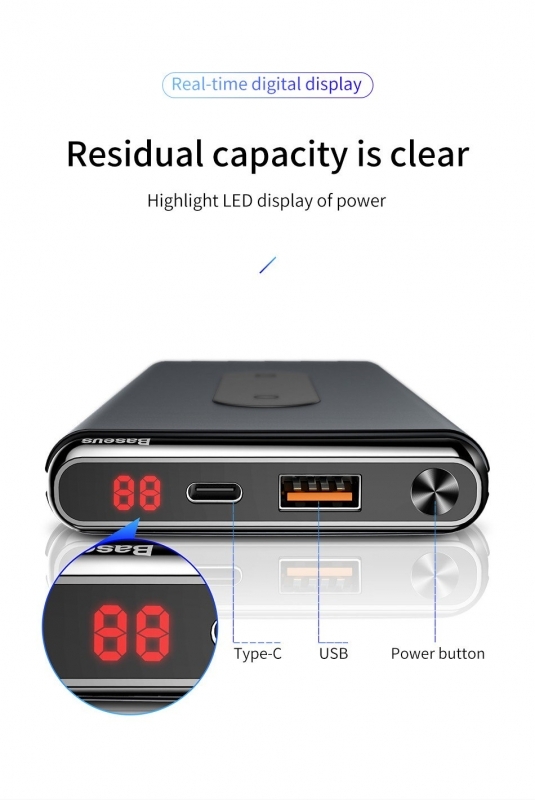 Pin sạc dự phòng không dây Baseus Dual Coil Wireless LV315 10,000mAh QC3.0