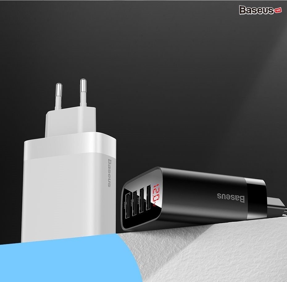 Củ sạc đa năng 4 cổng USB Baseus Mirror Lake Digital Display ( 30W, 4 Ports USB, Travel Charger)