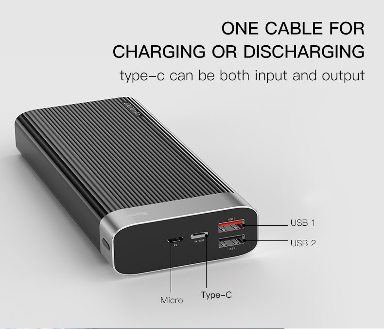 Pin sạc dự phòng Baseus Parallel PD Power Bank 20,000mAh (QC 3.0, Power Delivery)