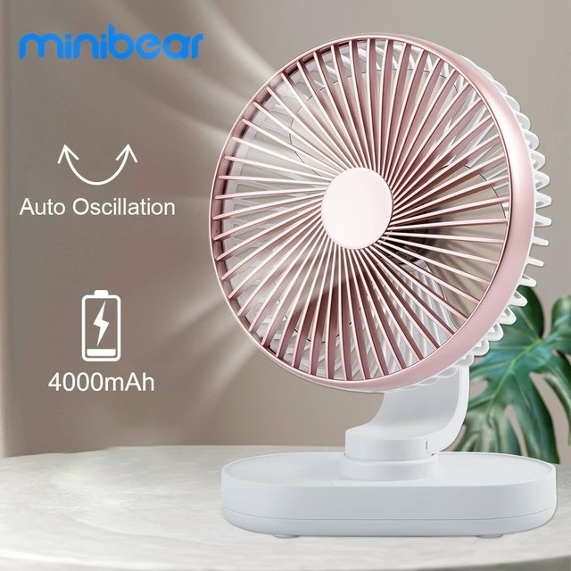 Quạt để bàn D77 xoay 120 °, pin 4000mah