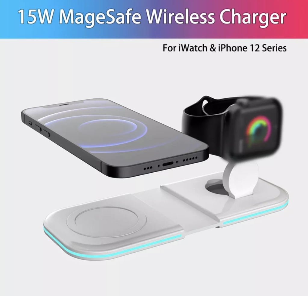 Bộ Sạc Không Dây HOCE Dual MagSafe Cho iPhone 12 Pro Max, Apple Watch, Airpods