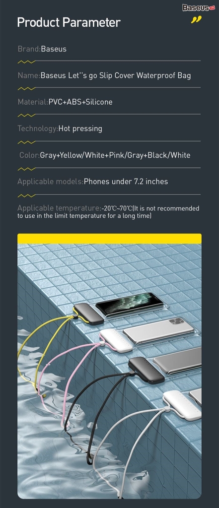 Túi chống nước dùng cho điện thoại Baseus Let''s go Slip Cover Waterproof Bag