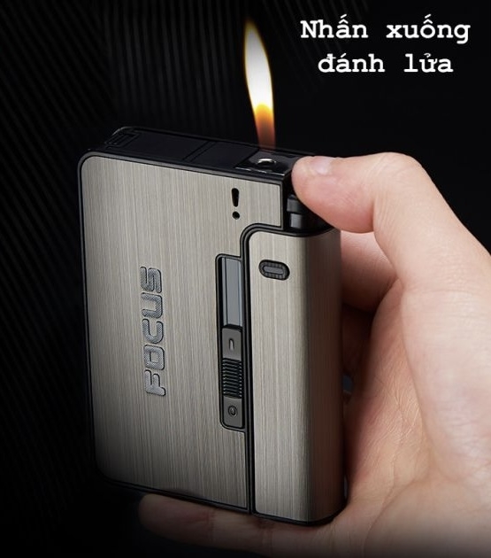 Bật lửa quẹt Focus kiêm hộp đựng thuốc lá