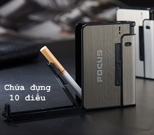 Bật lửa quẹt Focus kiêm hộp đựng thuốc lá