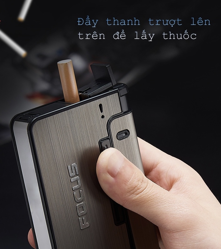 Bật lửa quẹt Focus kiêm hộp đựng thuốc lá