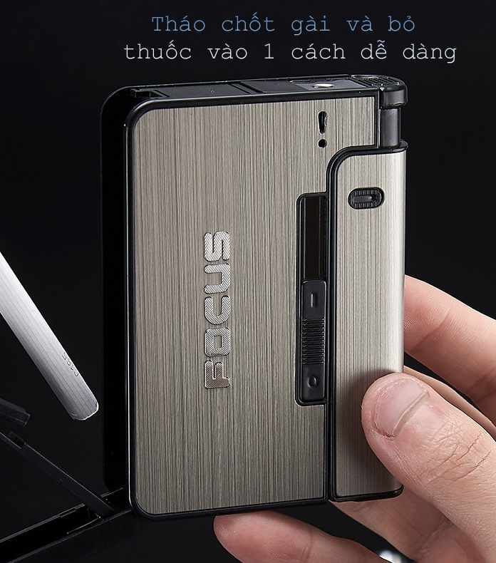 Bật lửa quẹt Focus kiêm hộp đựng thuốc lá