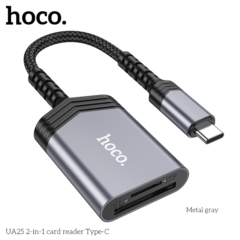 Đầu đọc thẻ nhớ micro sd, sd cổng type C Hoco UA25