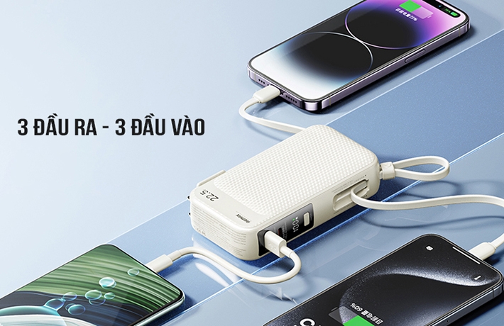 Pin dự phòng kiêm củ sạc kèm dây 10000mAh 22.5W Remax RPP-105