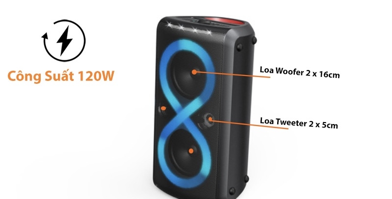 Loa Monster Cycle Plus, Công suất 120W, Bluetooth 5.1