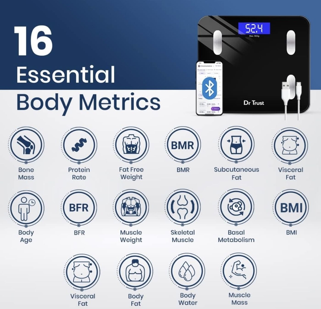 Cân điện tử thông minh DrTrust 509, kết nối App, đo lượng mỡ