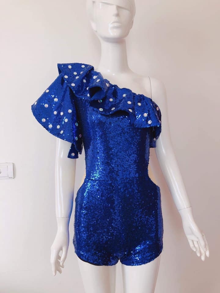 Đầm dạ hội xanh coban thiết kế cổ yếm khoét eo gợi cảm - D564 - AloraShop21
