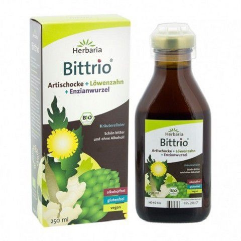 Dung dịch siro thảo mộc hữu cơ bổ gan Bittrio Herbaria 250ml - Organic360