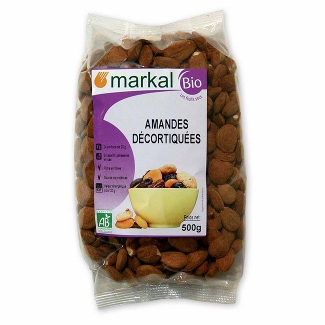 Hạt hạnh nhân đã bóc vỏ hữu cơ Markal 500g