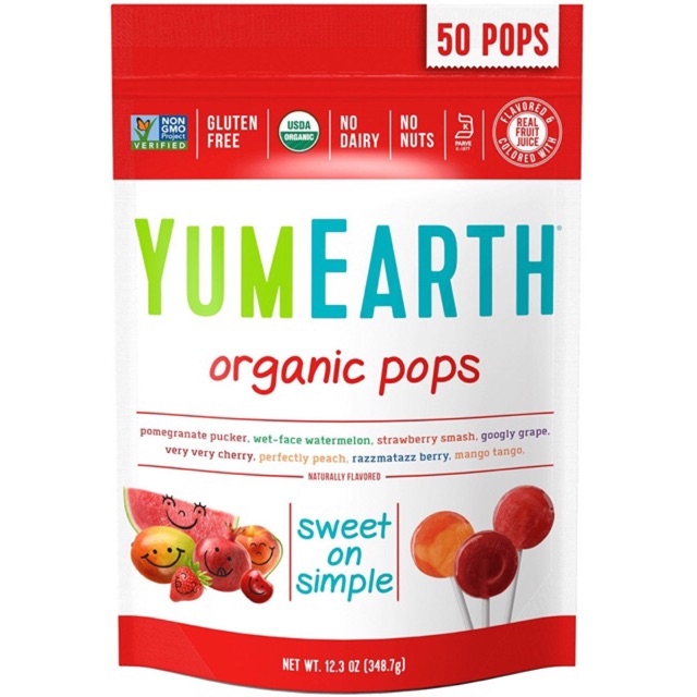 Kẹo mút Yumearth gói 50 chiếc