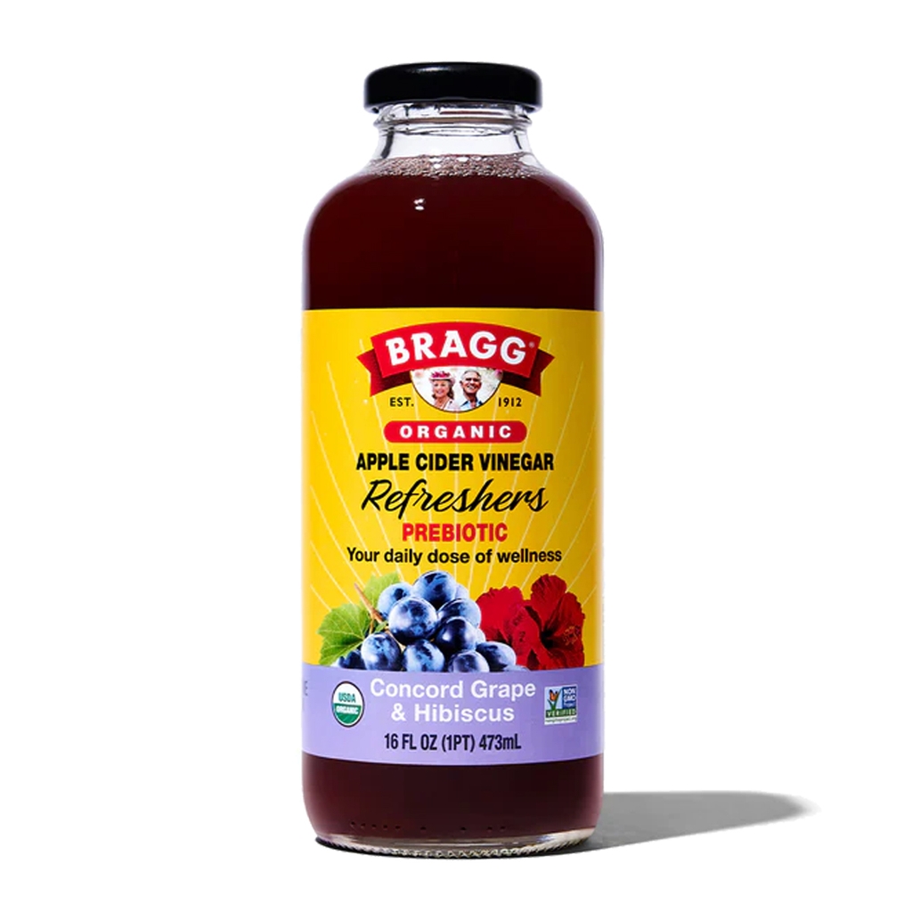 Nước Uống Giấm Táo Hữu Cơ Refreshers BRAGG Nho Concord Grape & Hibiscus 473ml Organic Apple Cider Vinegar