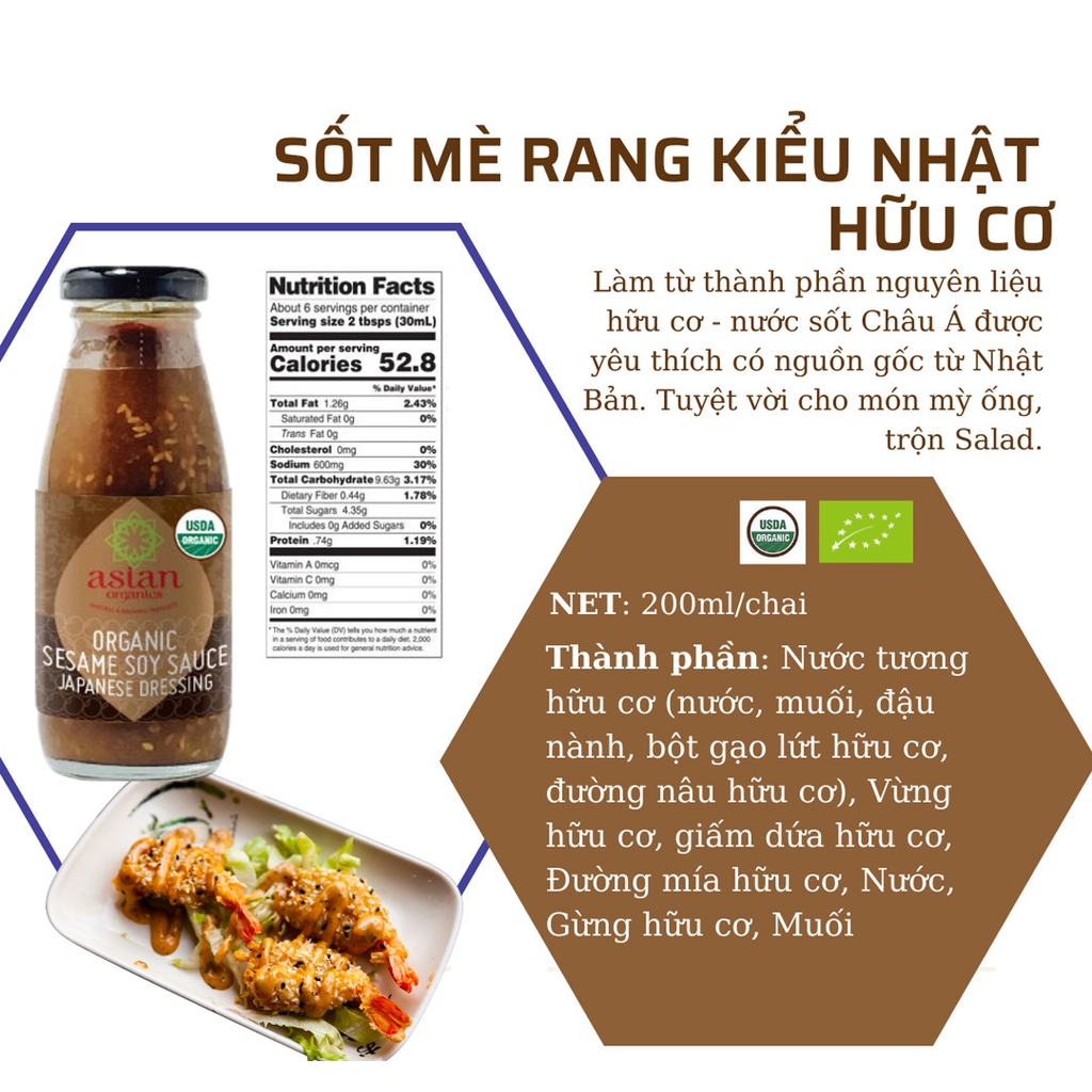 Sốt mè rang kiểu Nhật hữu cơ Asian Organics 200ml - Organic360