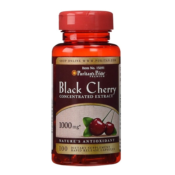 Viên uống Puritan’s Pride Black Cherry 1000mg của Mỹ 100 viên - Hỗ trợ trị gout, giảm bệnh tim mạch