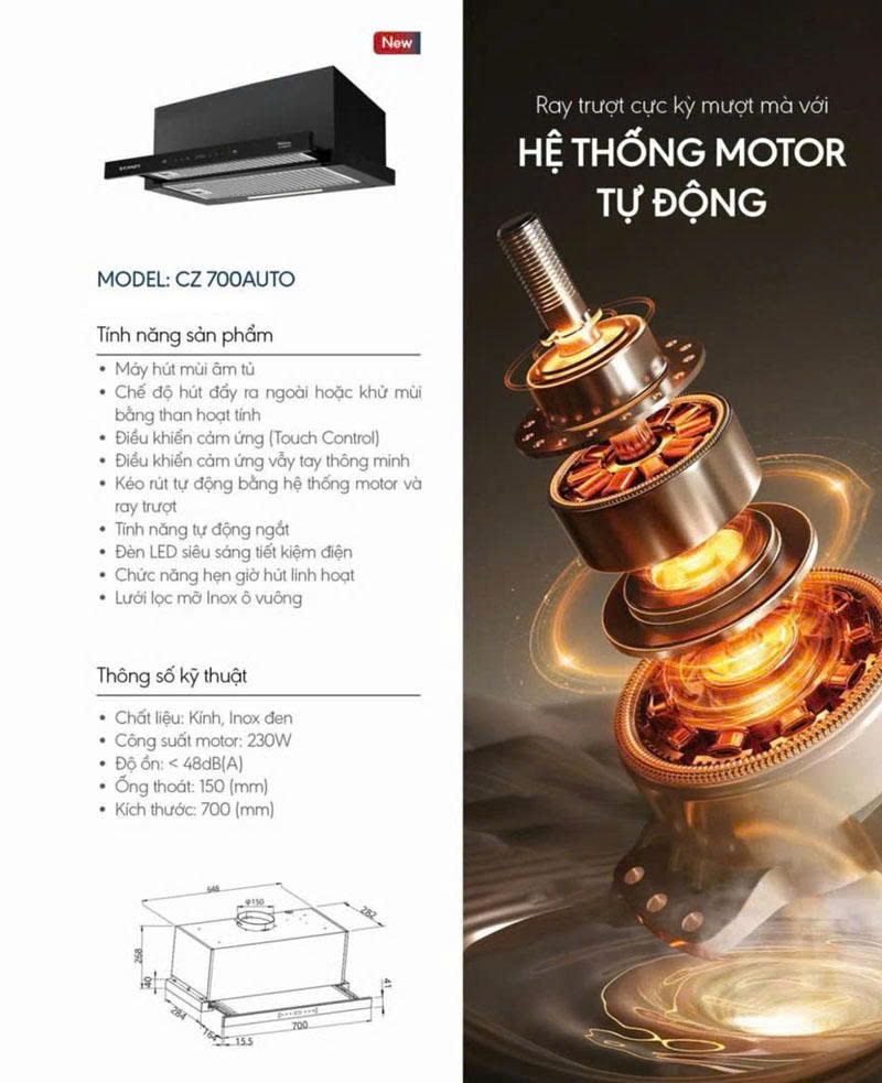 MÁY HÚT MÙI CANZY CZ 700AUTO