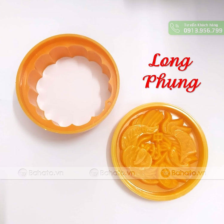 Khuôn trung thu nhận 300g tròn long phụng KN300G01
