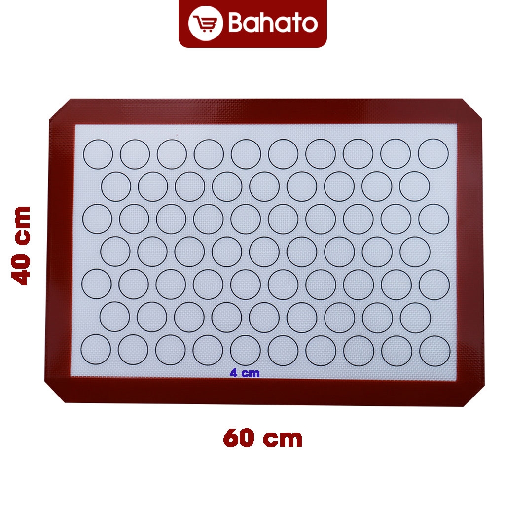 Tấm nướng bánh silicon sợi thủy tinh 60x40cm vát góc (70 ô 4cm)