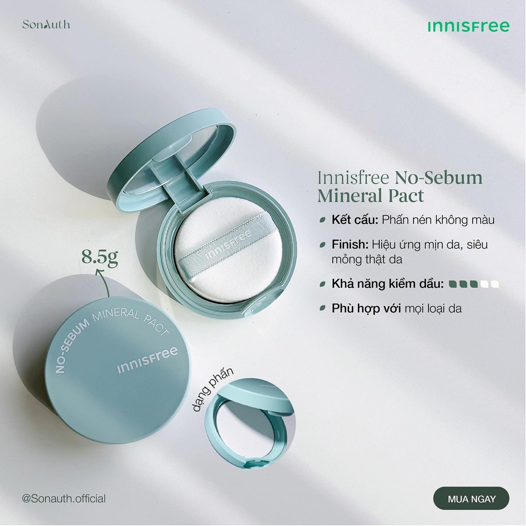 Innisfree NoSebum Mineral Pact 8,5g SonAuth Official